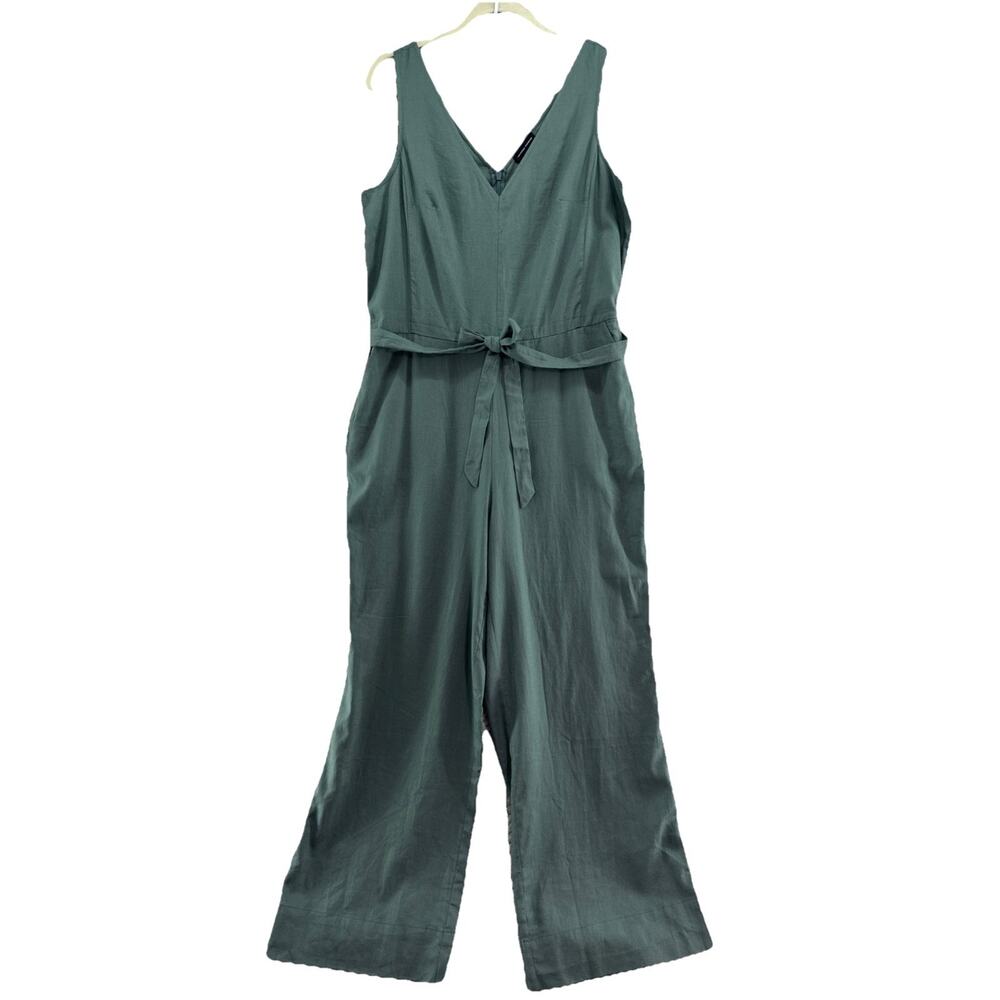 Universal Standards Jumpsuit Womens 2XS (6-8) Green Linen Blend Belted Pockets